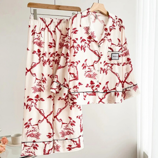 Satin Blossom Pajama Set