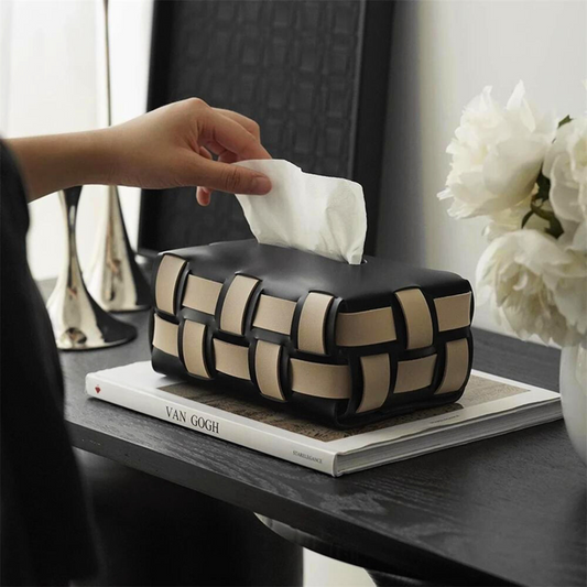 Leather Weave Tissue Box