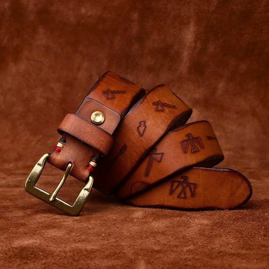 Native Engraved Leather Belt