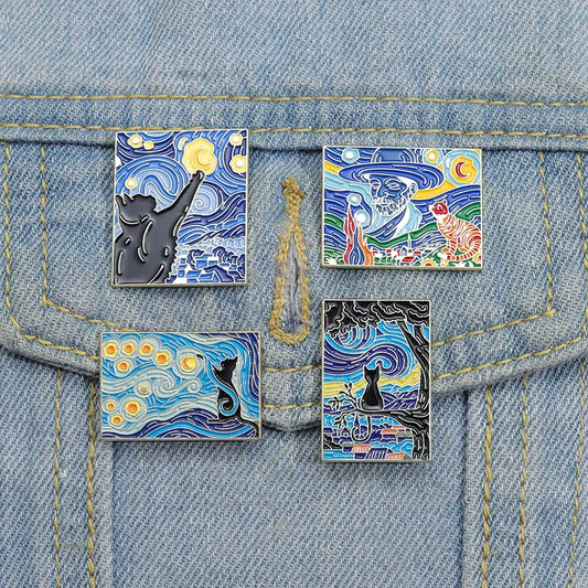 Starry Night Cat Pins
